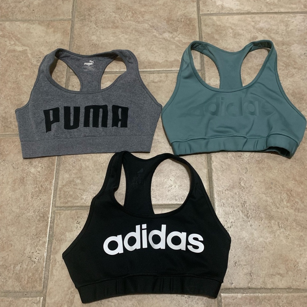 Adidas Puma Black Racerback Sports Bra 3 Small